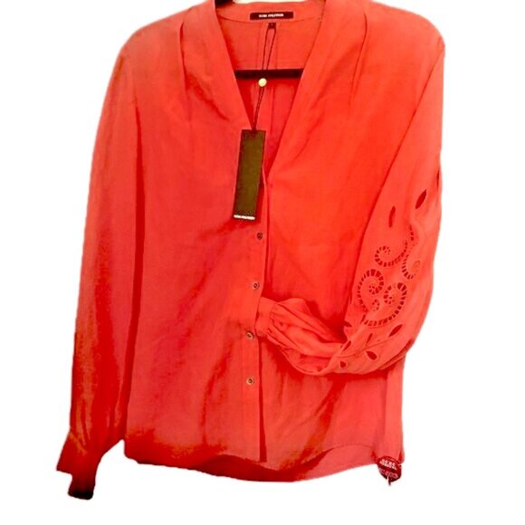 Kobi Halperin Poppy Red Chrissy Long Sleeve Blouse Womens Size SNWT $448
